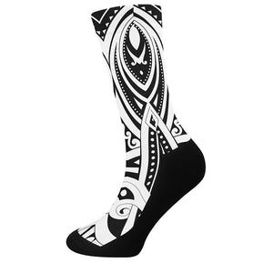 Maori Tribal Tattoo Pattern Print Crew Socks