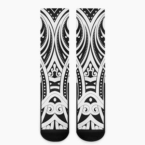 Maori Tribal Tattoo Pattern Print Crew Socks