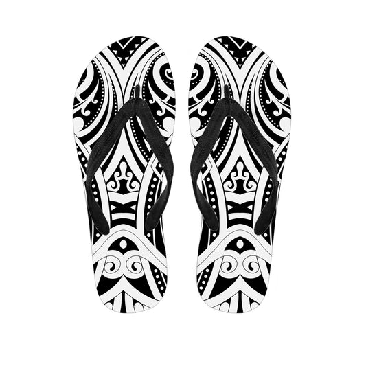 Maori Tribal Tattoo Pattern Print Flip Flops