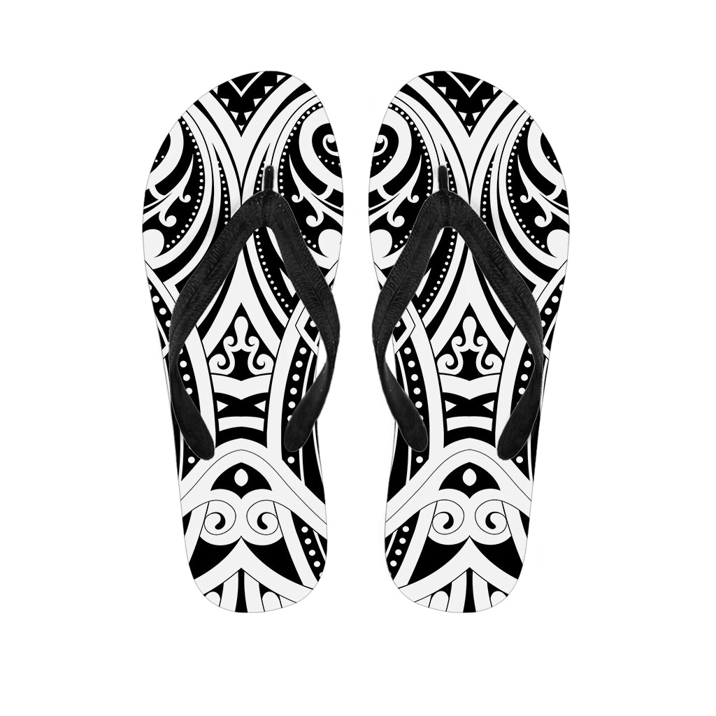 Maori Tribal Tattoo Pattern Print Flip Flops