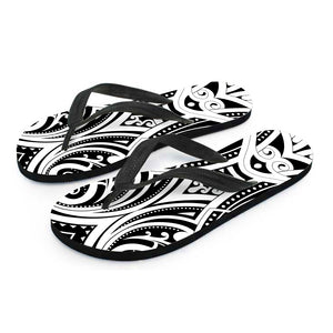 Maori Tribal Tattoo Pattern Print Flip Flops