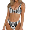 Maori Tribal Tattoo Pattern Print Front Bow Tie Bikini