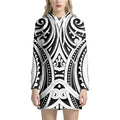 Maori Tribal Tattoo Pattern Print Pullover Hoodie Dress