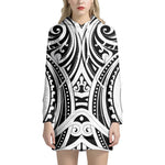 Maori Tribal Tattoo Pattern Print Hoodie Dress