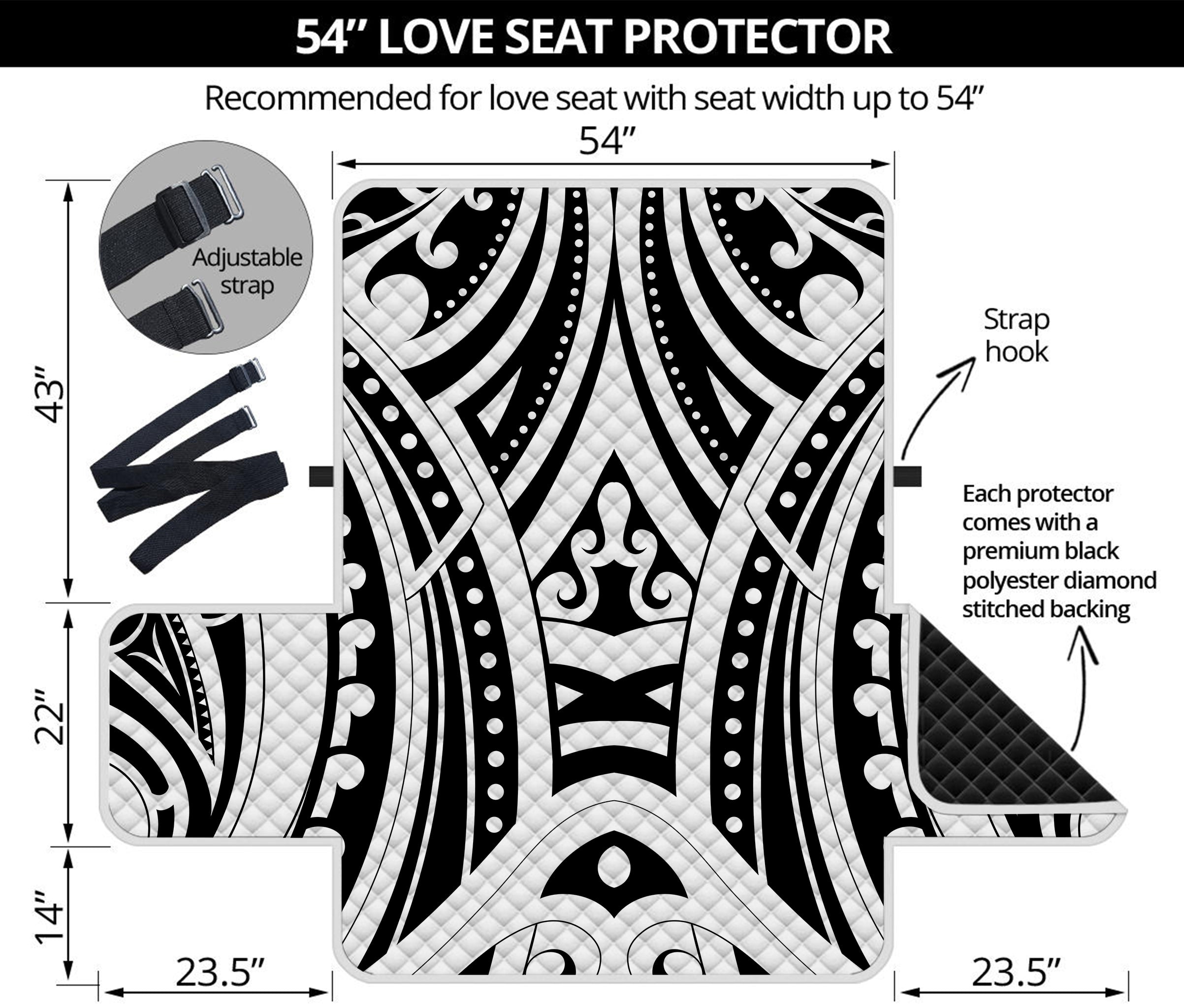 Maori Tribal Tattoo Pattern Print Loveseat Protector