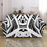 Maori Tribal Tattoo Pattern Print Loveseat Slipcover