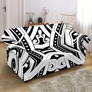 Maori Tribal Tattoo Pattern Print Loveseat Slipcover