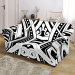 Maori Tribal Tattoo Pattern Print Loveseat Slipcover