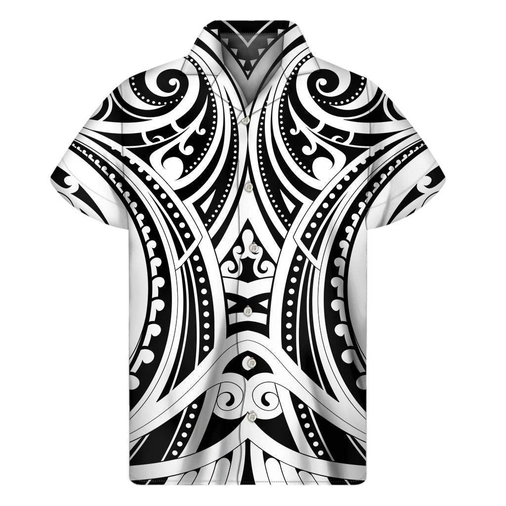 Maori Tribal Tattoo Pattern Print Men's Short Sleeve Shirt