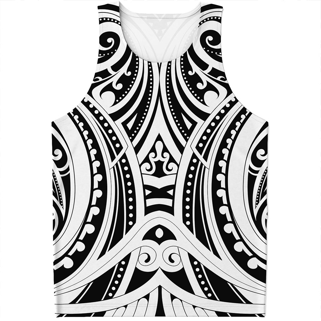 Maori Tribal Tattoo Pattern Print Men's Tank Top