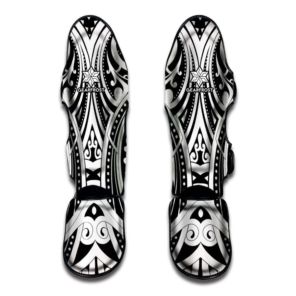 Maori Tribal Tattoo Pattern Print Muay Thai Shin Guard