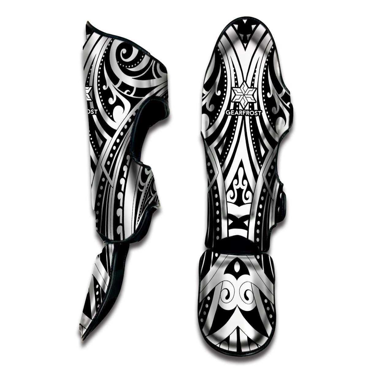 Maori Tribal Tattoo Pattern Print Muay Thai Shin Guard