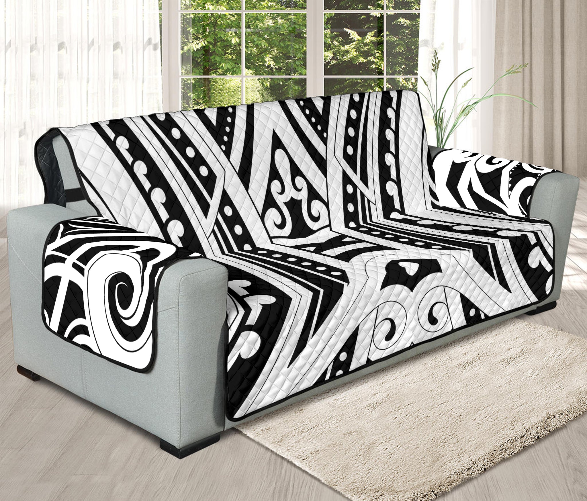 Maori Tribal Tattoo Pattern Print Oversized Sofa Protector