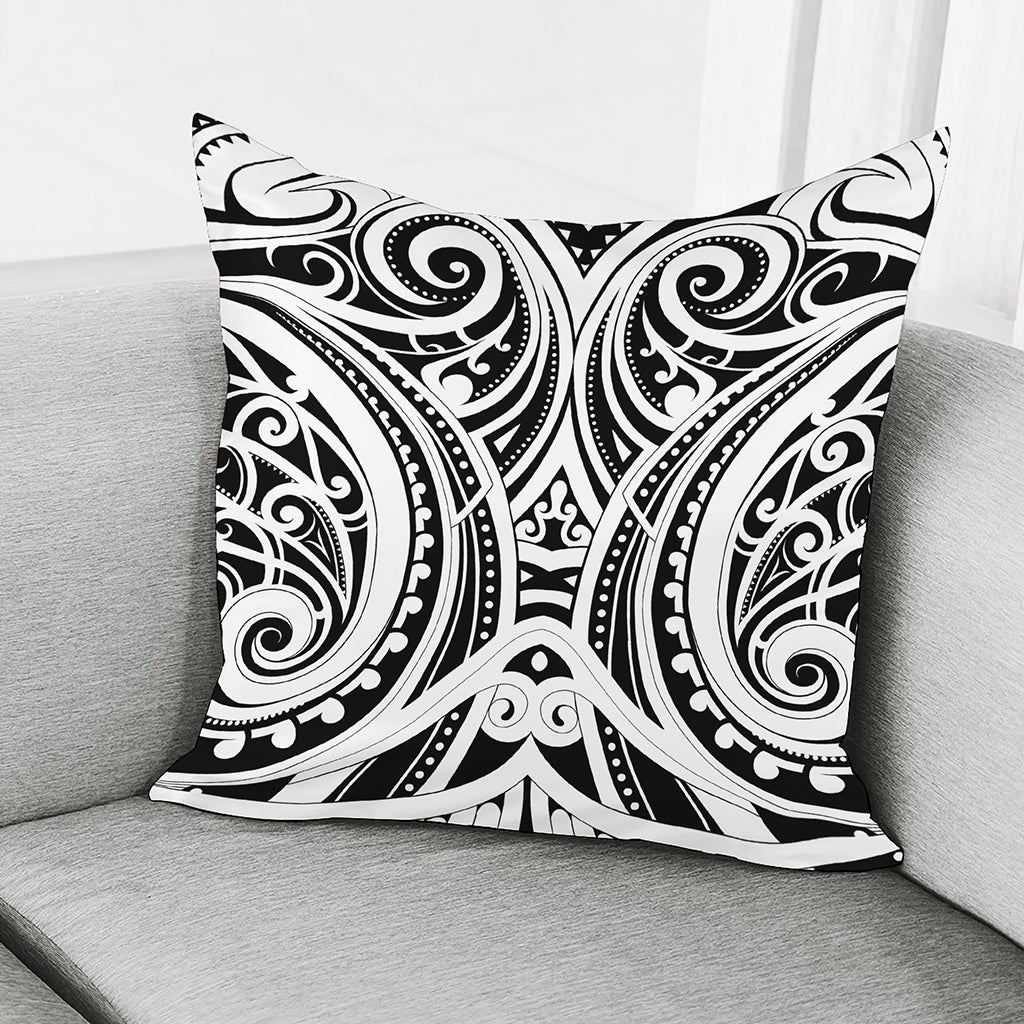 Maori Tribal Tattoo Pattern Print Pillow Cover