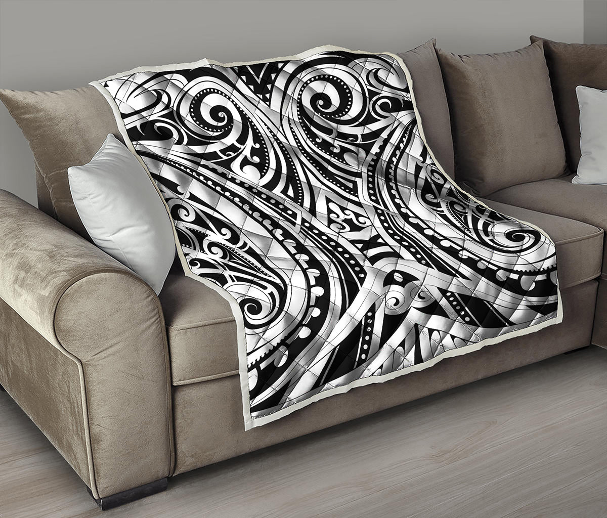 Maori Tribal Tattoo Pattern Print Quilt