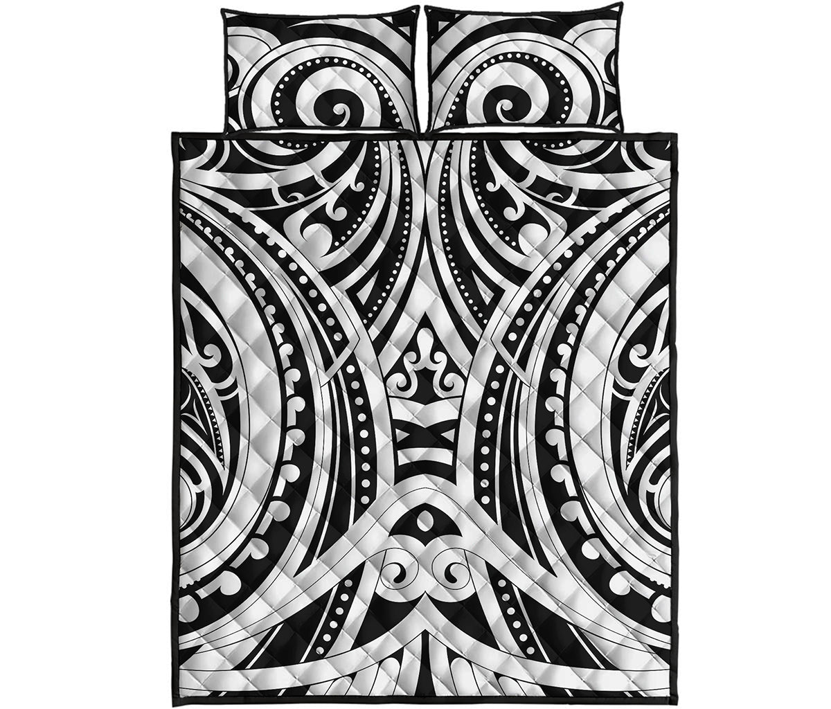 Maori Tribal Tattoo Pattern Print Quilt Bed Set