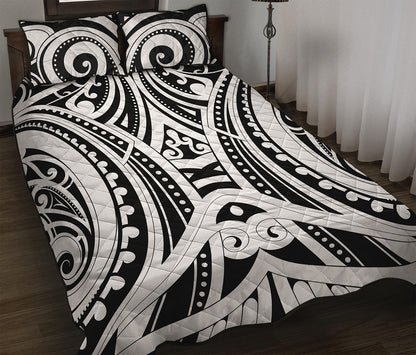 Maori Tribal Tattoo Pattern Print Quilt Bed Set