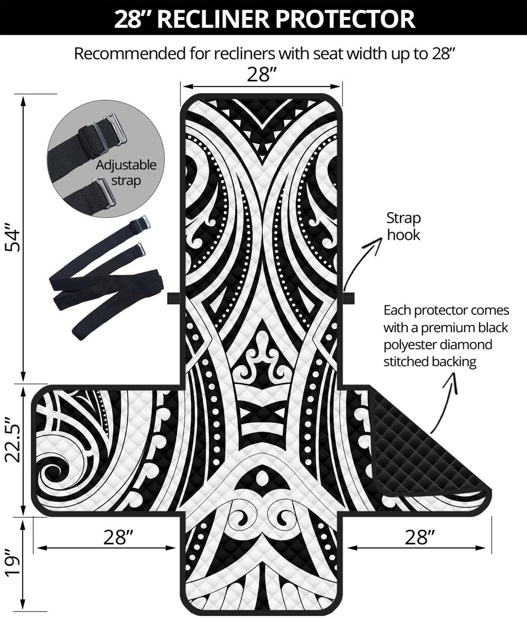 Maori Tribal Tattoo Pattern Print Recliner Protector