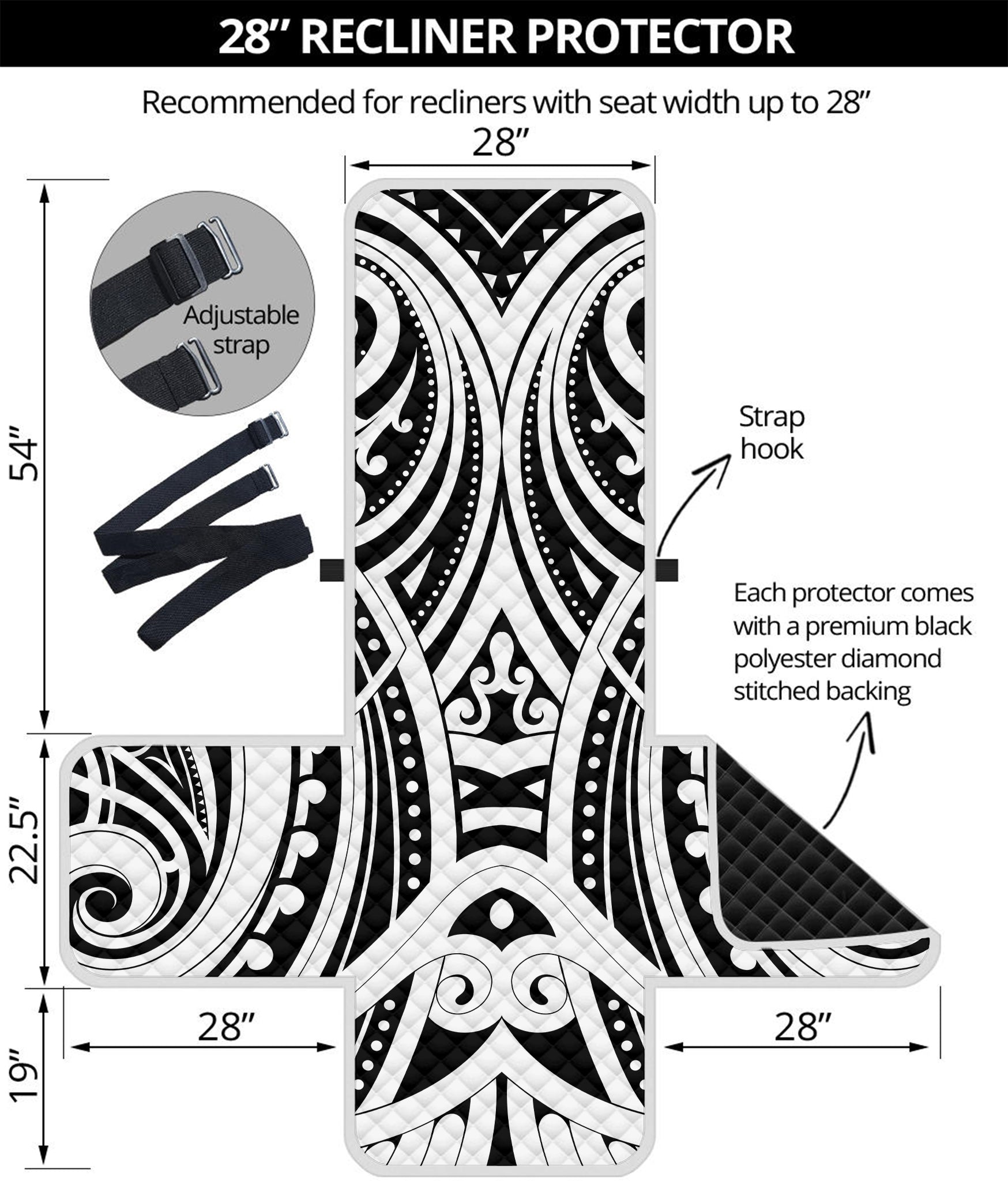 Maori Tribal Tattoo Pattern Print Recliner Protector