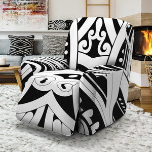 Maori Tribal Tattoo Pattern Print Recliner Slipcover