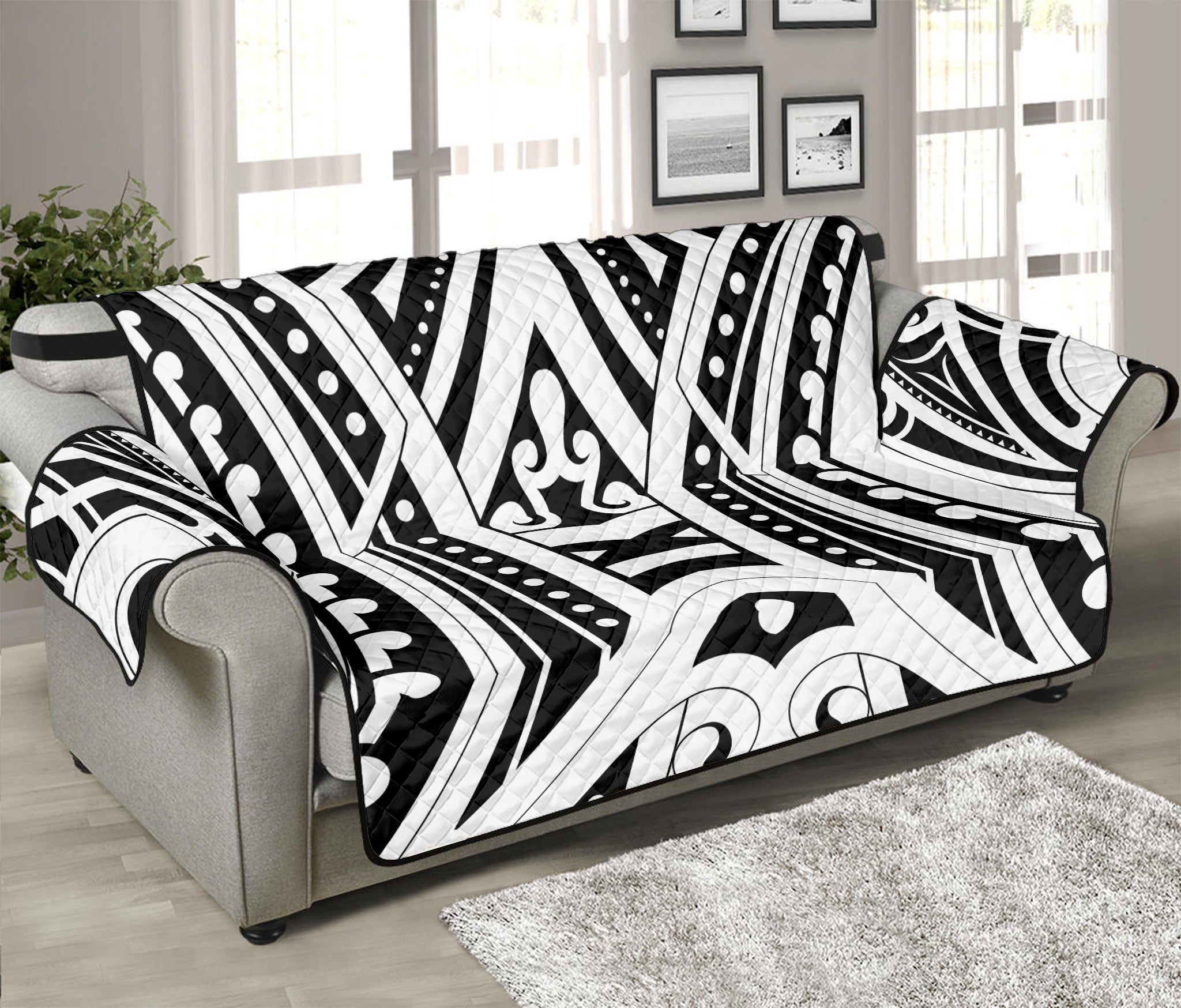 Maori Tribal Tattoo Pattern Print Sofa Protector