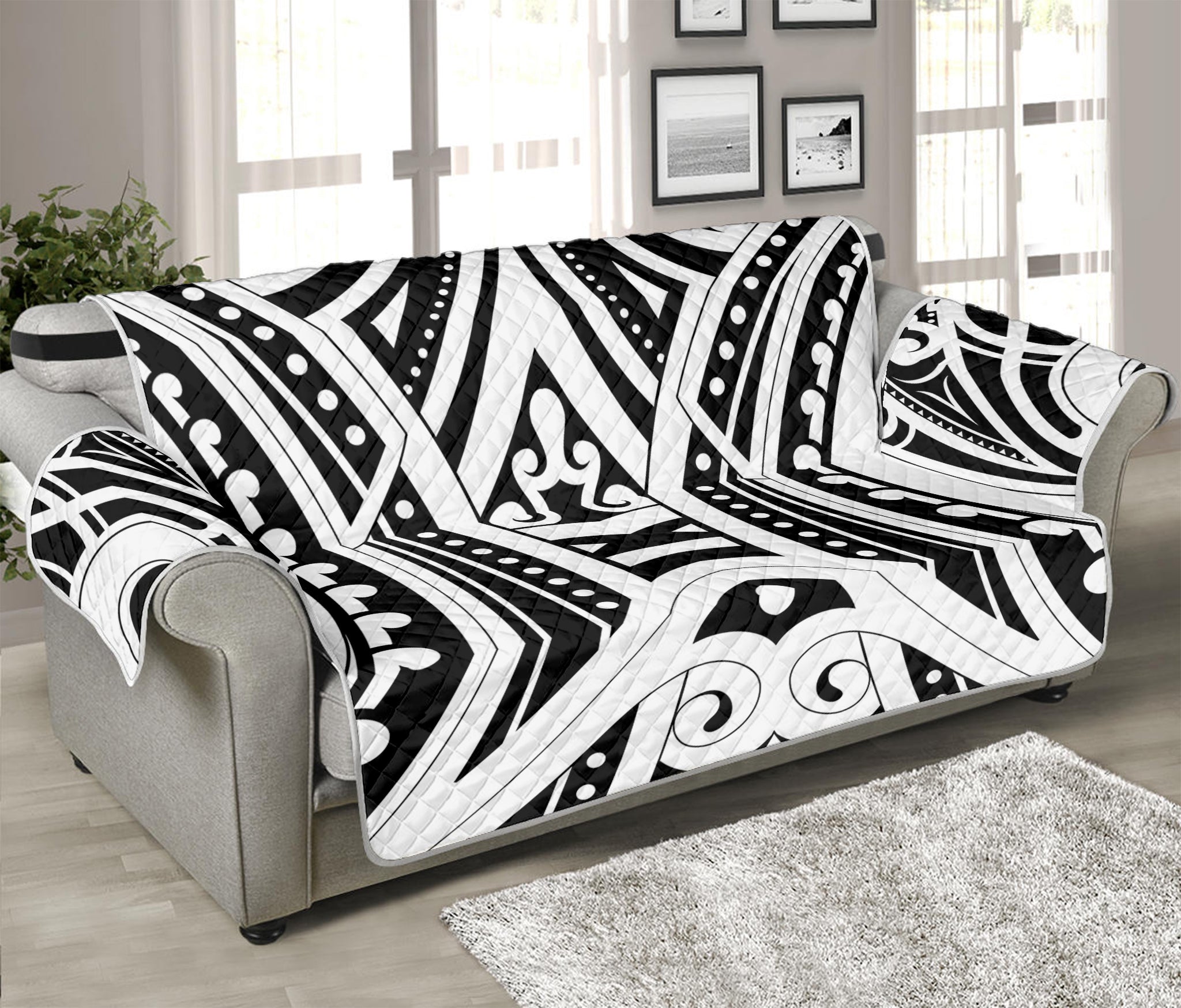 Maori Tribal Tattoo Pattern Print Sofa Protector