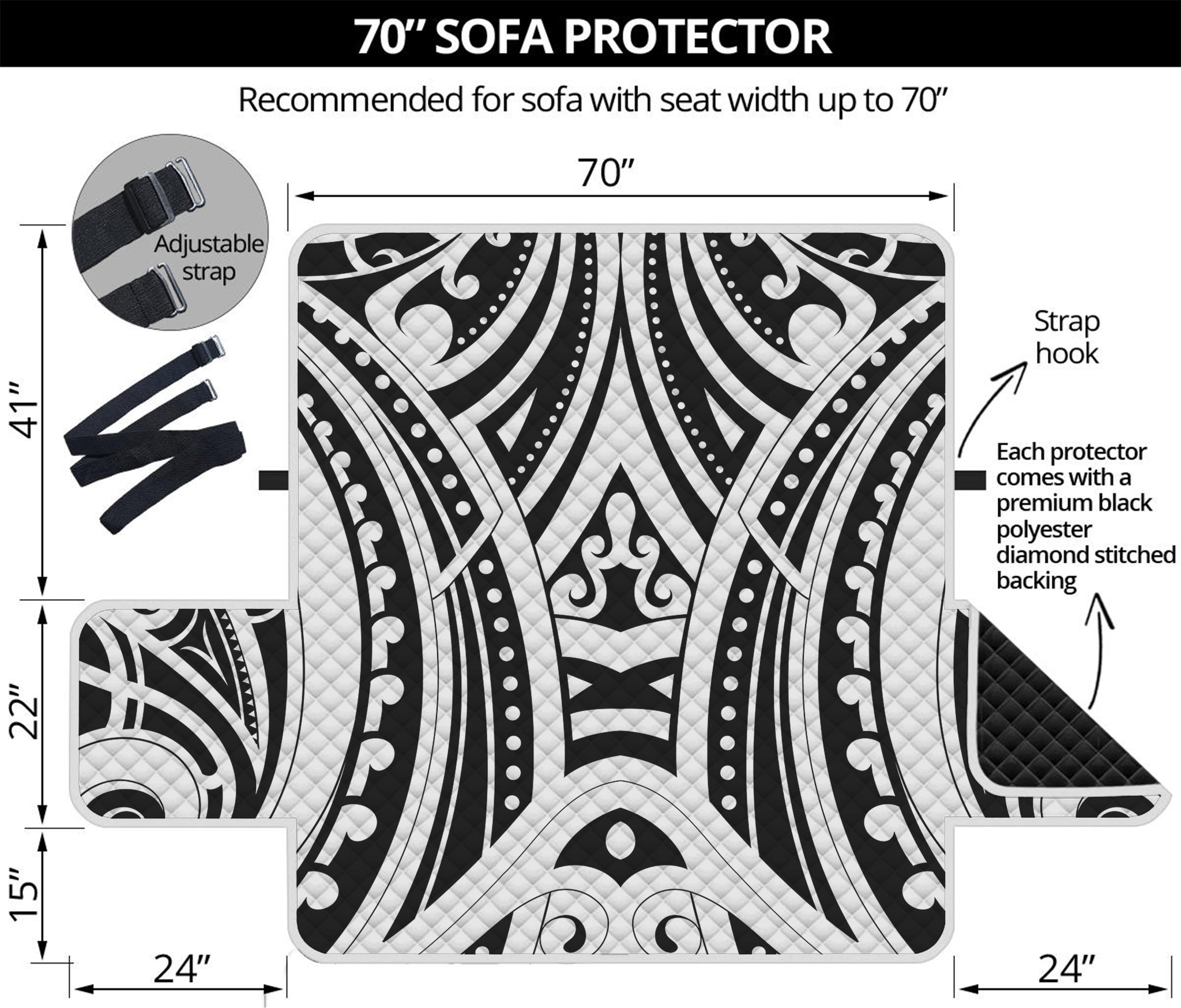 Maori Tribal Tattoo Pattern Print Sofa Protector