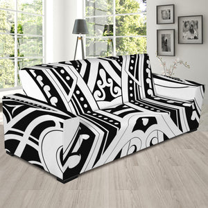 Maori Tribal Tattoo Pattern Print Sofa Slipcover