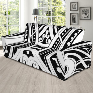 Maori Tribal Tattoo Pattern Print Sofa Slipcover