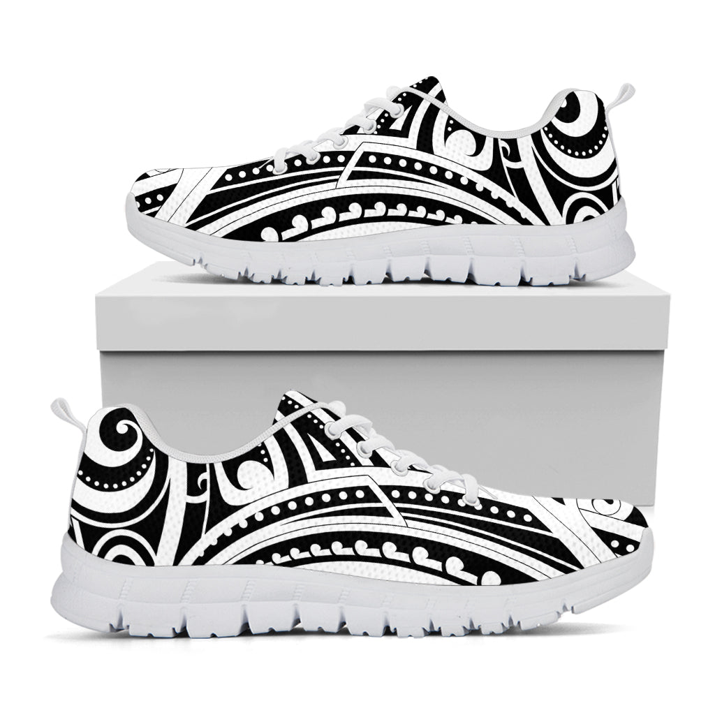 Maori Tribal Tattoo Pattern Print White Sneakers