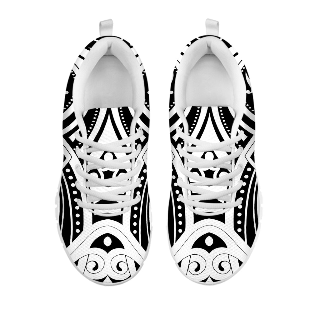 Maori Tribal Tattoo Pattern Print White Sneakers