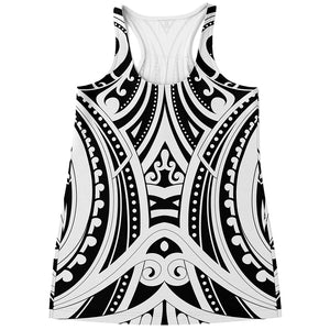 Maori Tribal Tattoo Pattern Print Women's Racerback Tank Top