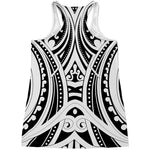 Maori Tribal Tattoo Pattern Print Women's Racerback Tank Top