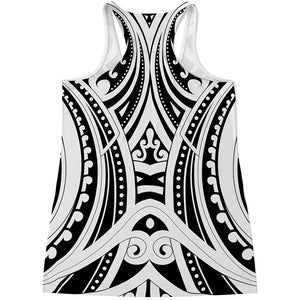 Maori Tribal Tattoo Pattern Print Women's Racerback Tank Top