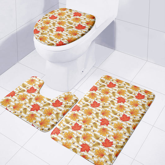 Maple And Oak Pattern Print 3 Piece Bath Mat Set