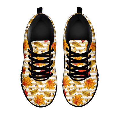 Maple And Oak Pattern Print Black Sneakers