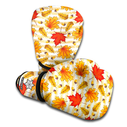 Maple And Oak Pattern Print Boxing Gloves