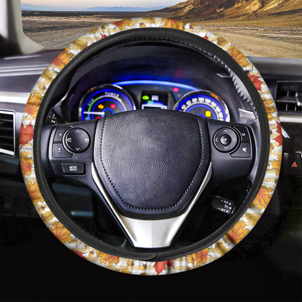 Maple And Oak Pattern Print Car Steering Wheel Cover