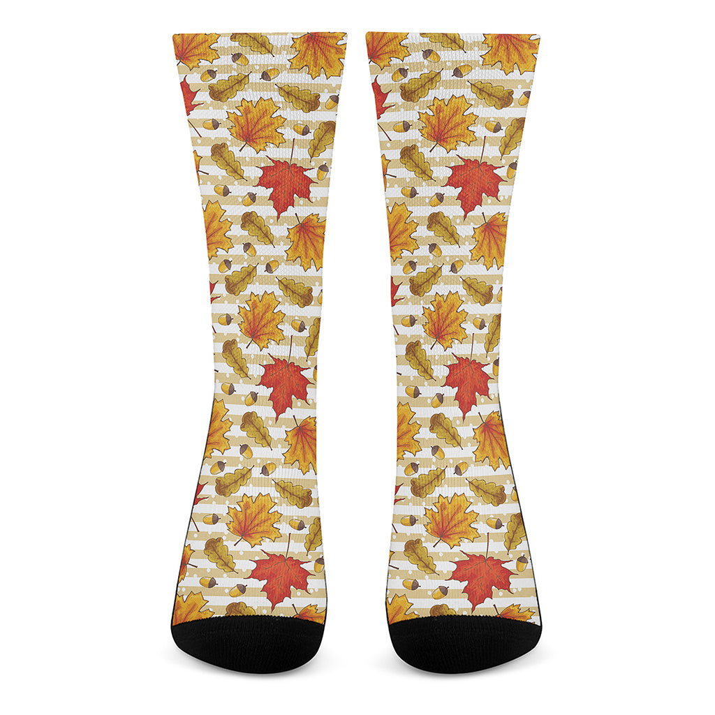 Maple And Oak Pattern Print Crew Socks