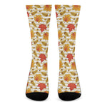 Maple And Oak Pattern Print Crew Socks