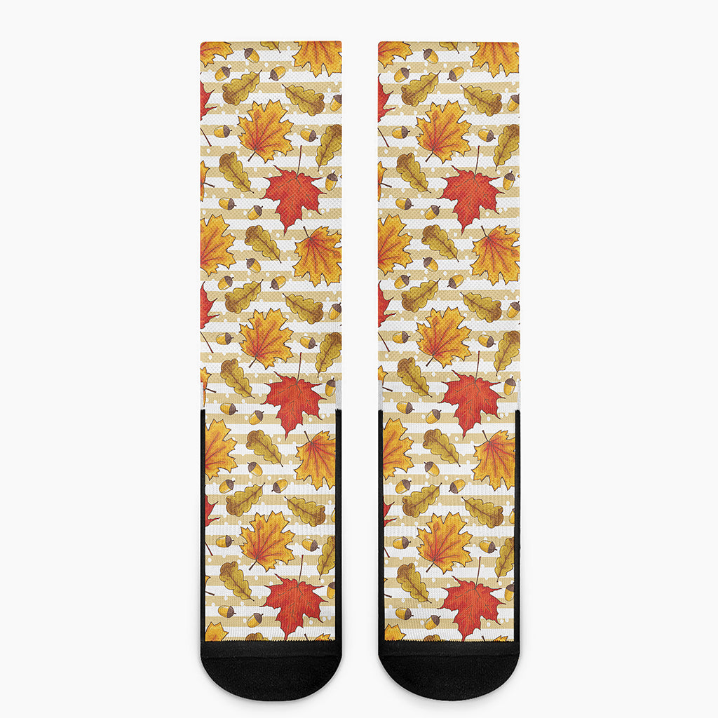 Maple And Oak Pattern Print Crew Socks