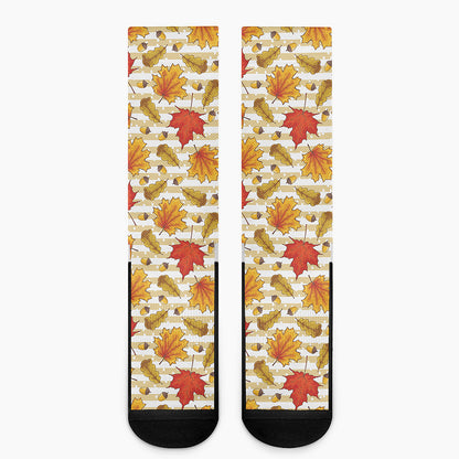 Maple And Oak Pattern Print Crew Socks