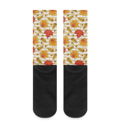 Maple And Oak Pattern Print Crew Socks