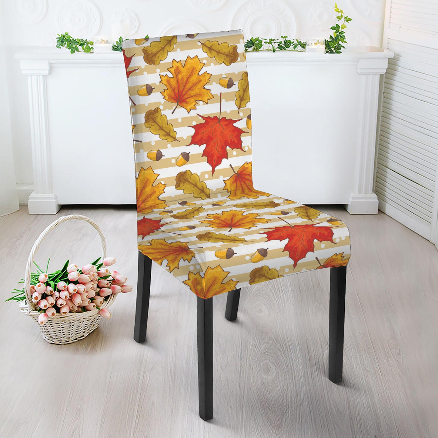 Maple And Oak Pattern Print Dining Chair Slipcover