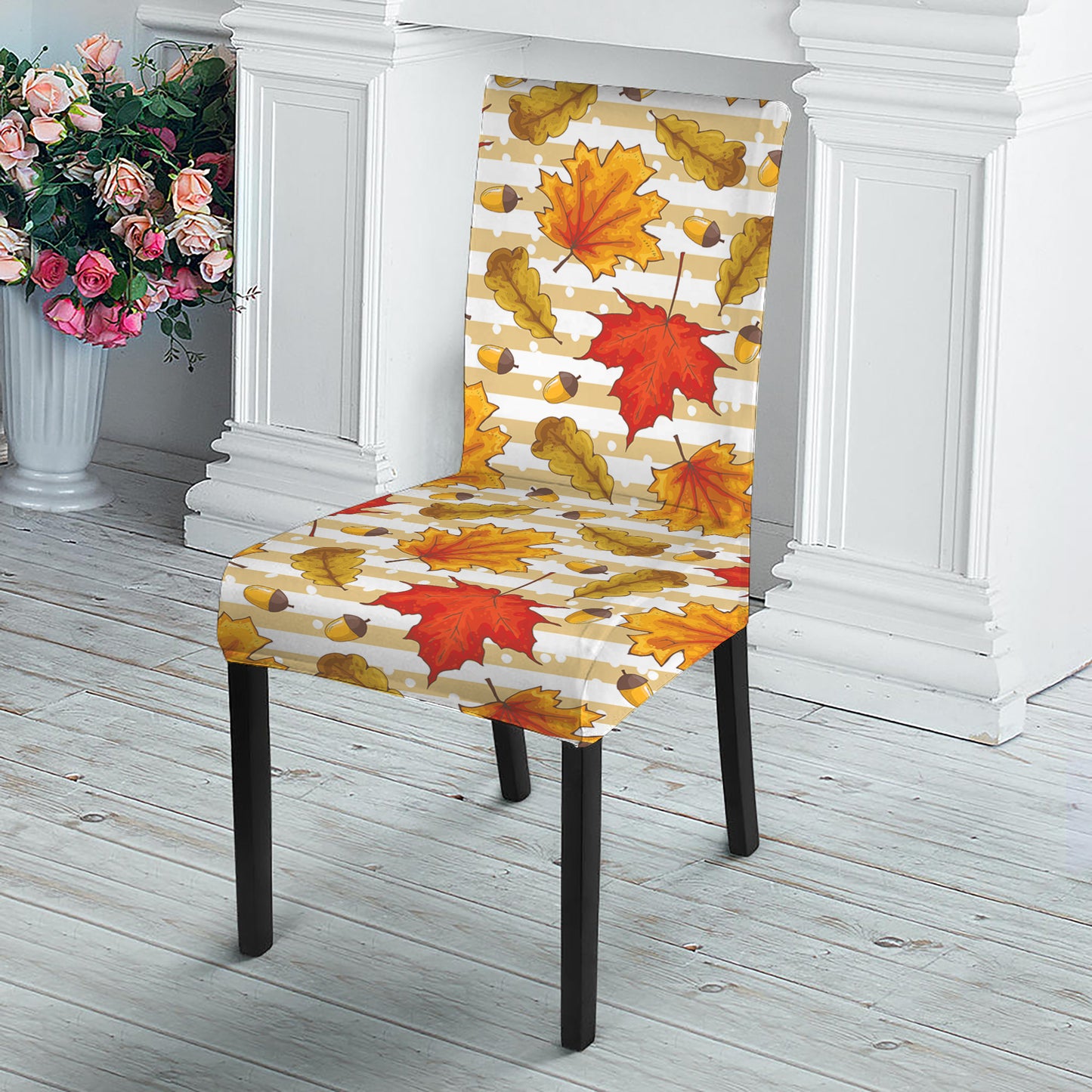 Maple And Oak Pattern Print Dining Chair Slipcover