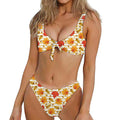 Maple And Oak Pattern Print Front Bow Tie Bikini