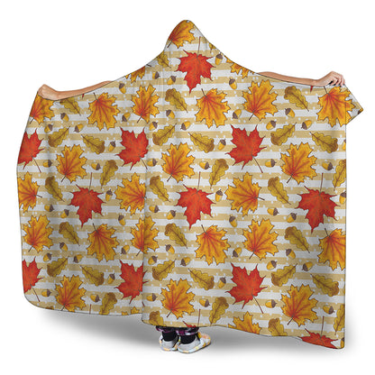 Maple And Oak Pattern Print Hooded Blanket