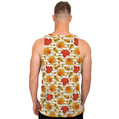 Maple And Oak Pattern Print Men's Tank Top