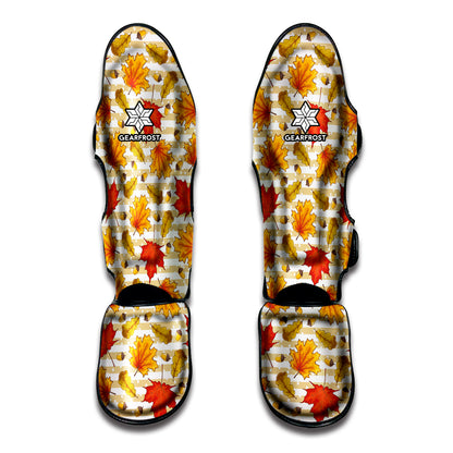 Maple And Oak Pattern Print Muay Thai Shin Guard