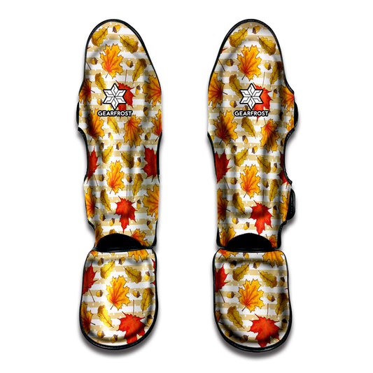 Maple And Oak Pattern Print Muay Thai Shin Guard